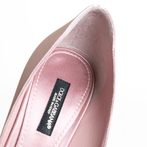 Dolce & Gabbana Crystal Embellished Satin Pumps High Heels Liliac Decollete - Picture 13 of 15